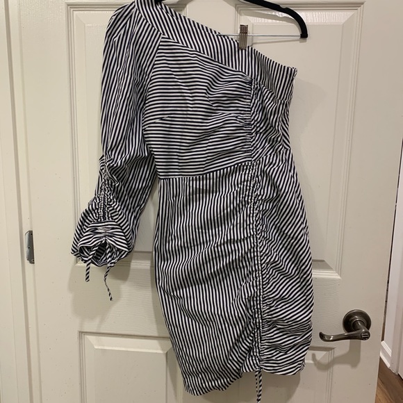 Parker One Shoulder Striped Mini Dress NEW - Picture 3 of 5